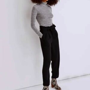 Madewell Drapey Paperbag Pants - True Black - 00